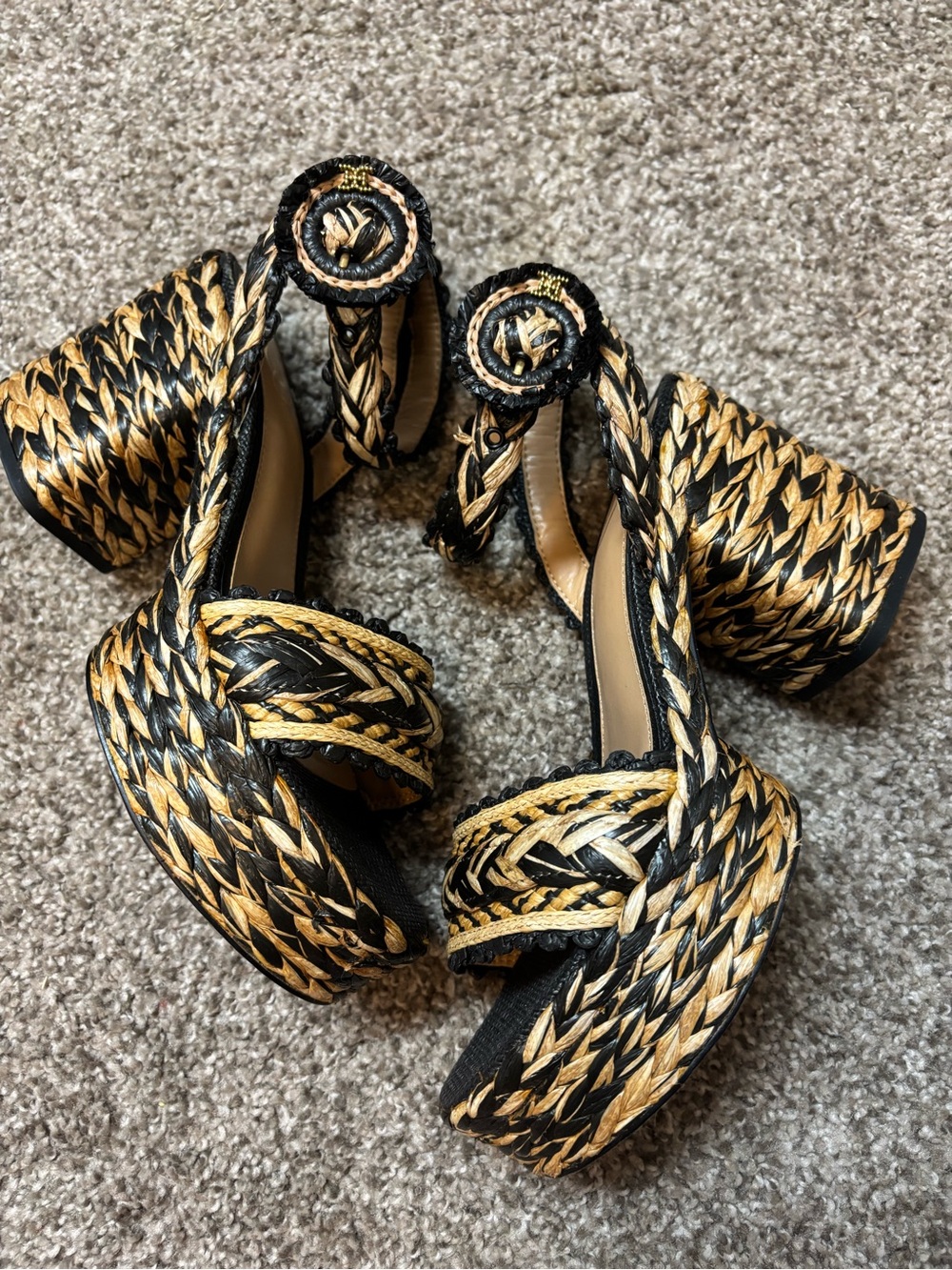 Sam Edelman Iliana Platform Sandal 8 Woven Raffia Ankle Strap Anthropologie - Picture 4 of 10
